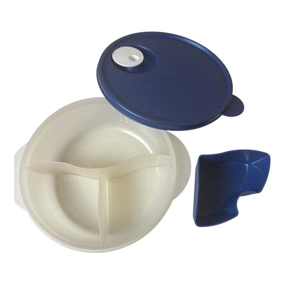 Tupperware Crystal Wave Divided Dish With Lid